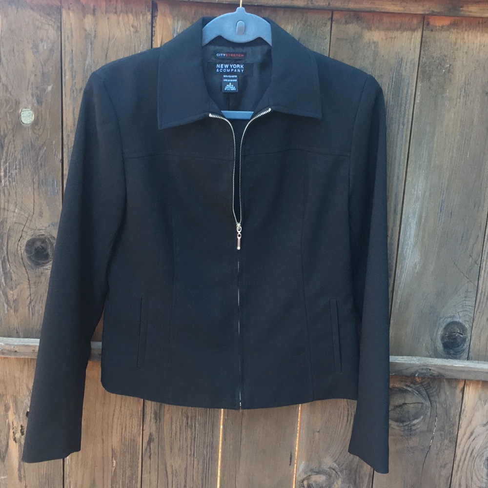 New York & Company black zip-up sporty blazer